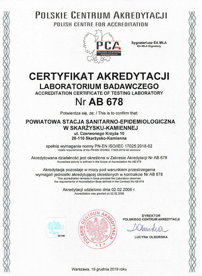 Certyfikat AB 678