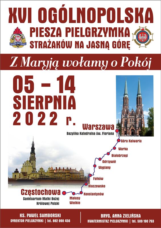 Plakat promujący XVI Ogólnopolską Pieszą Pielgrzymkę Strażaków na Jasną Górę