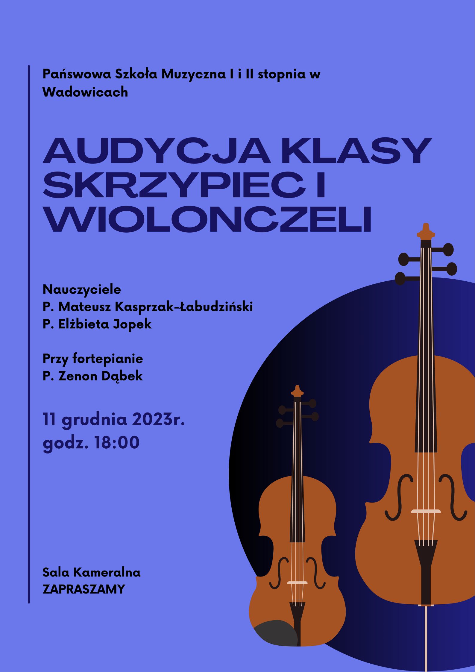 Audycja klasy skrzypiec i wiolonczeli 11.12.2023