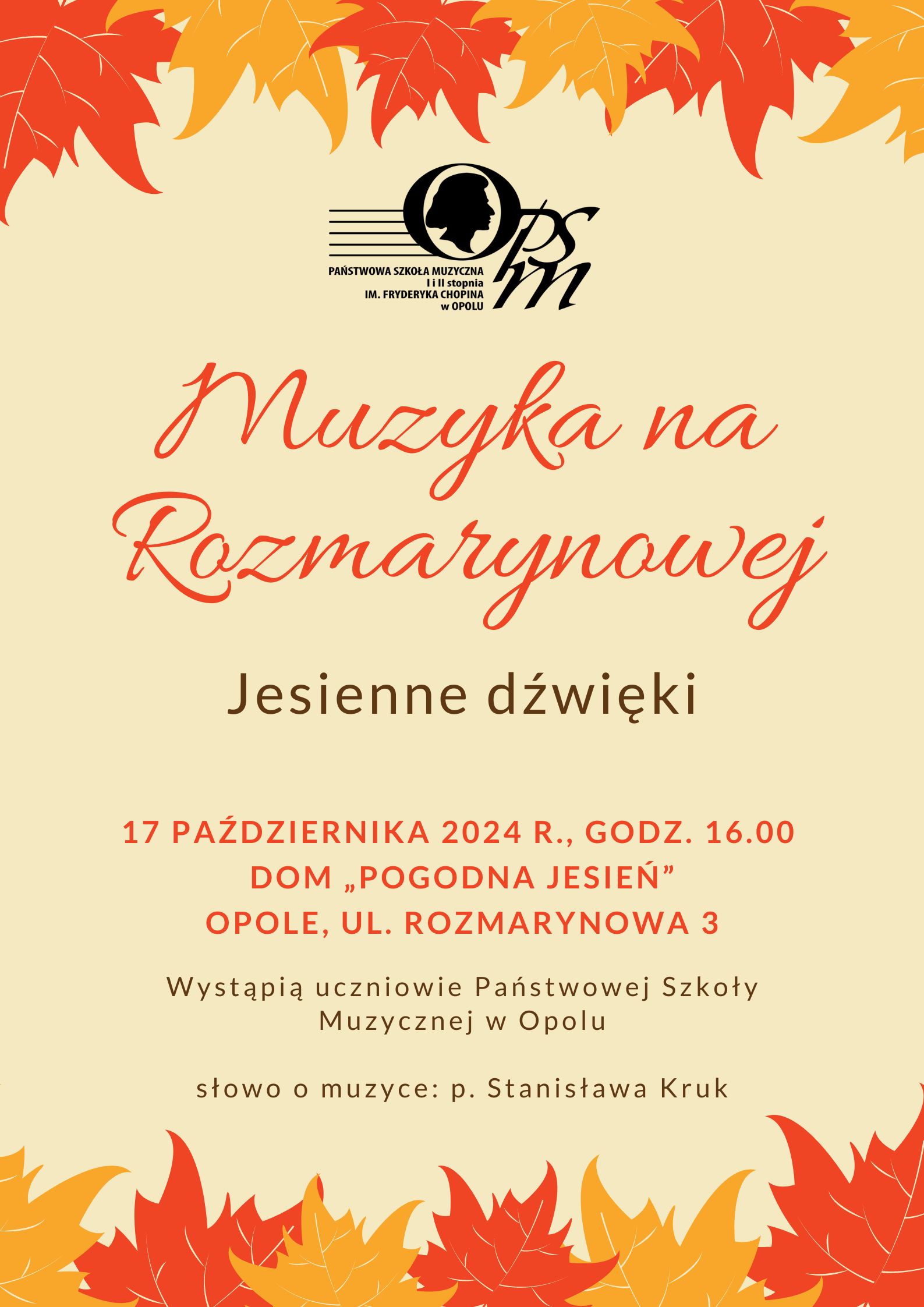 Plakat Muzyki na rozmarynowej - Jesienne dźwięki