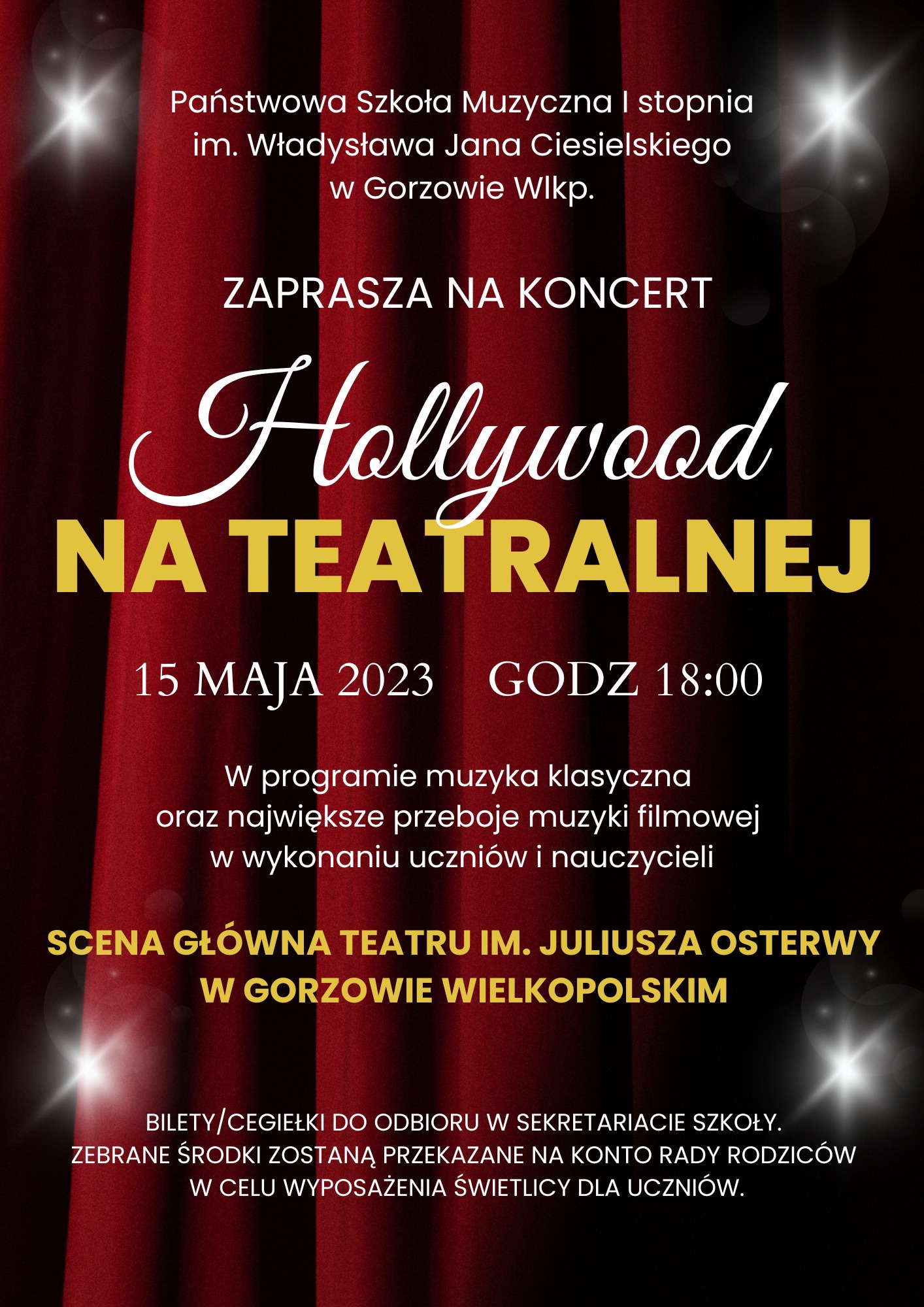 Plakat zapraszający na koncert Hollywood na Teatralnej