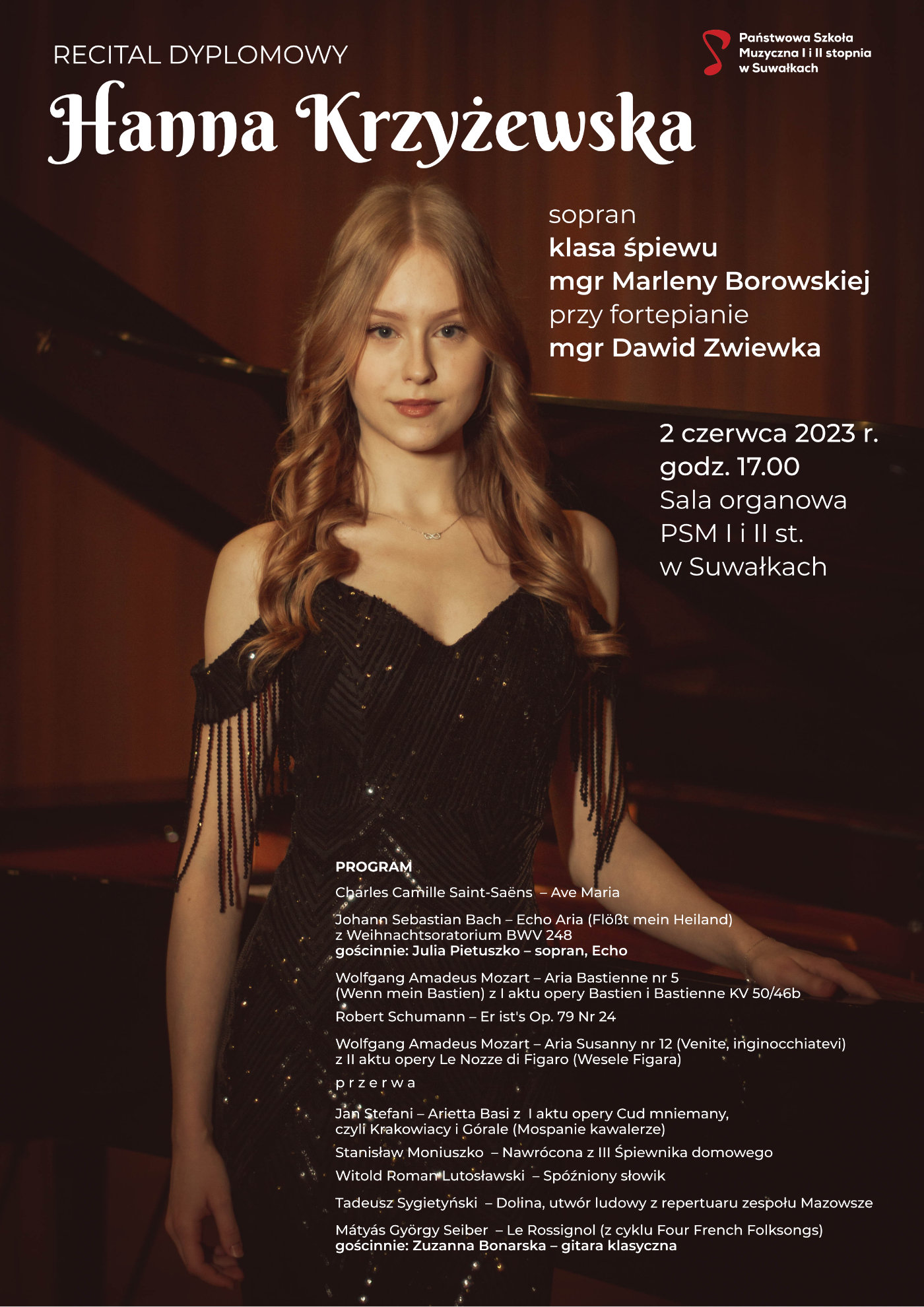 Plakat recitalu dyplomowego Hanny Krzyżewskiej