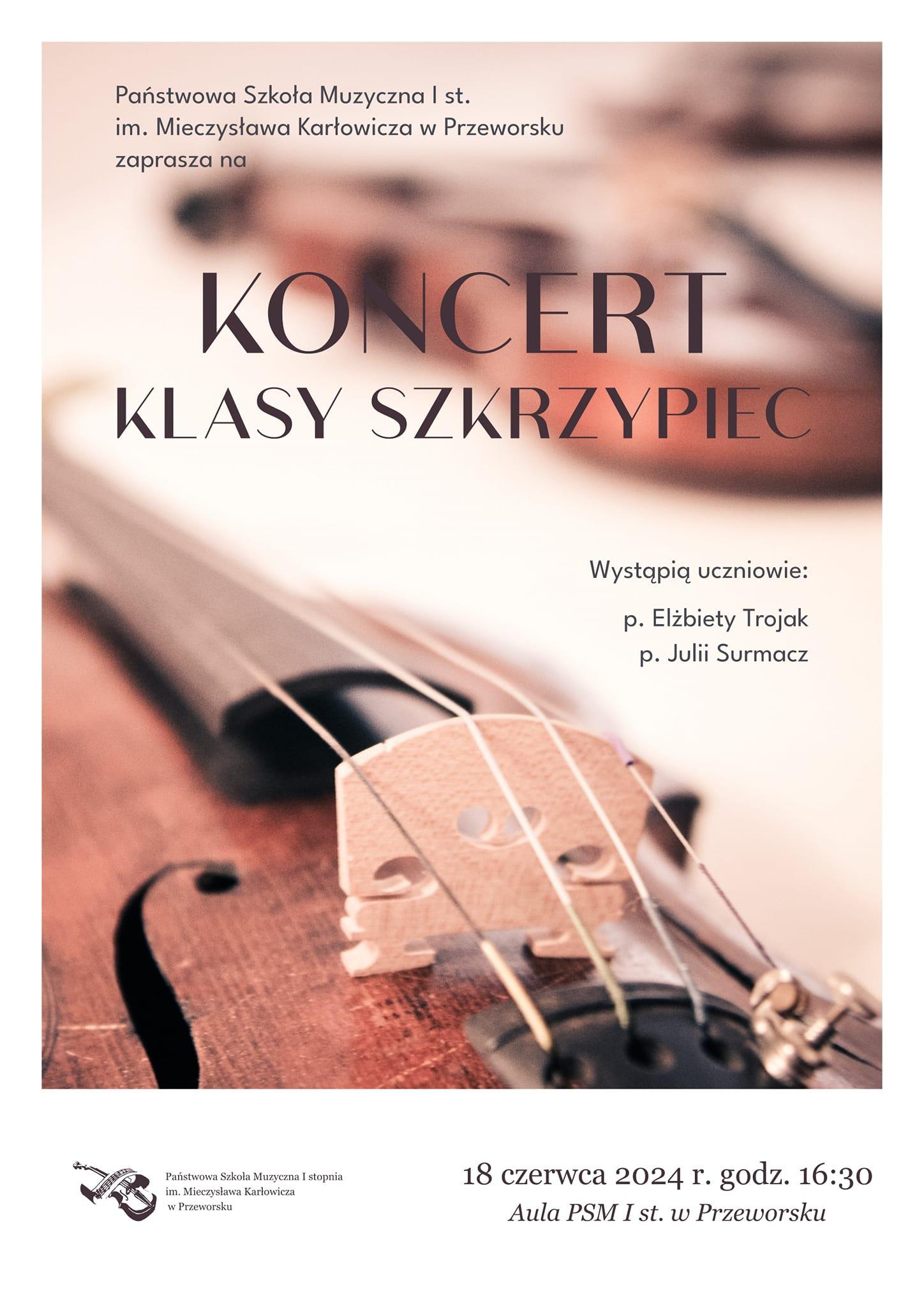 Koncert klasy skrzypiec - plakat