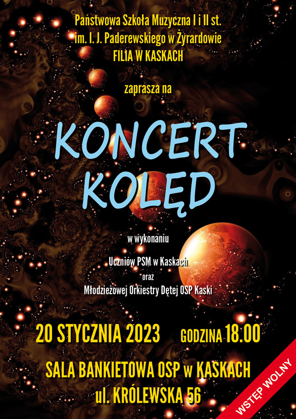 Plakat koncert kolęd w OSP Kaski