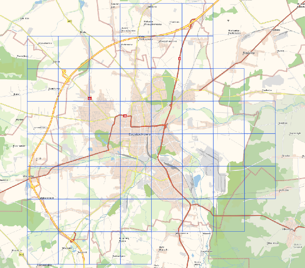 Ilustracja przedstawia zakres nowo przyjętych danych dla miasta Częstochowa
