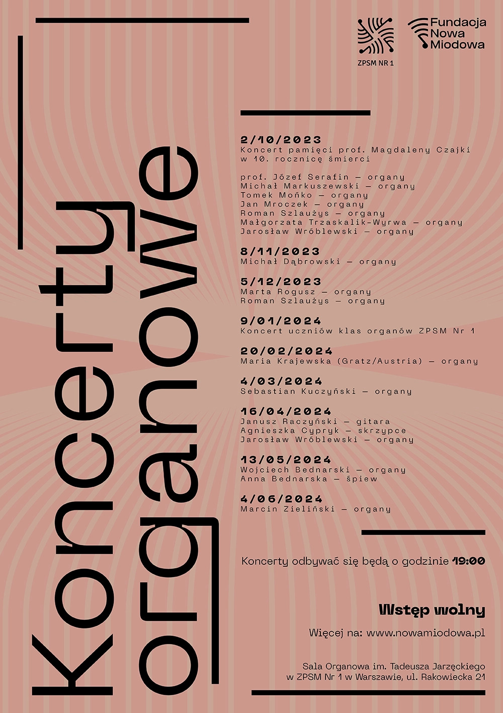 Plakat koncert organowy 2024