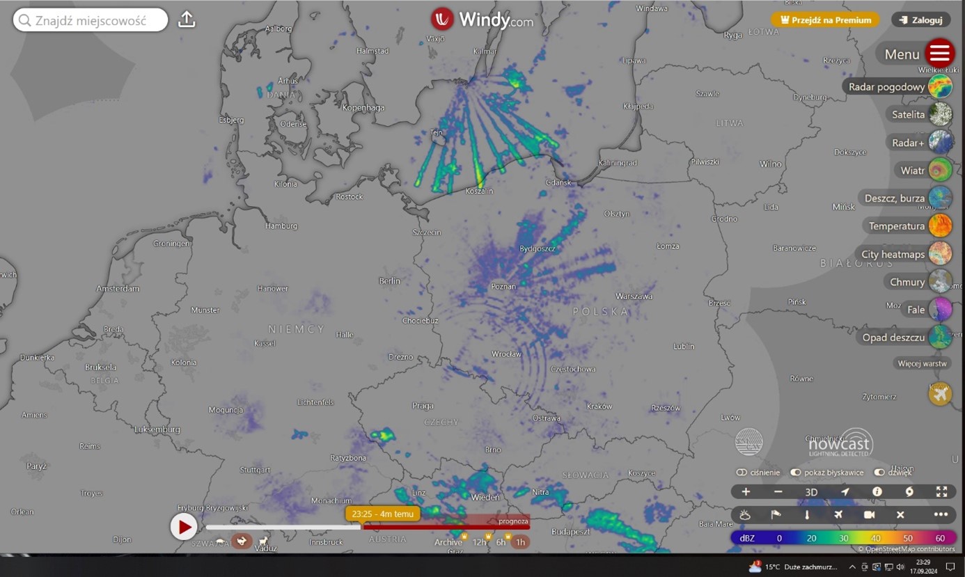 Obraz z radaru meteorologicznego