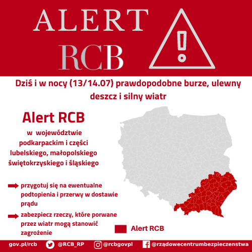 Alert RCB 13 lipca
