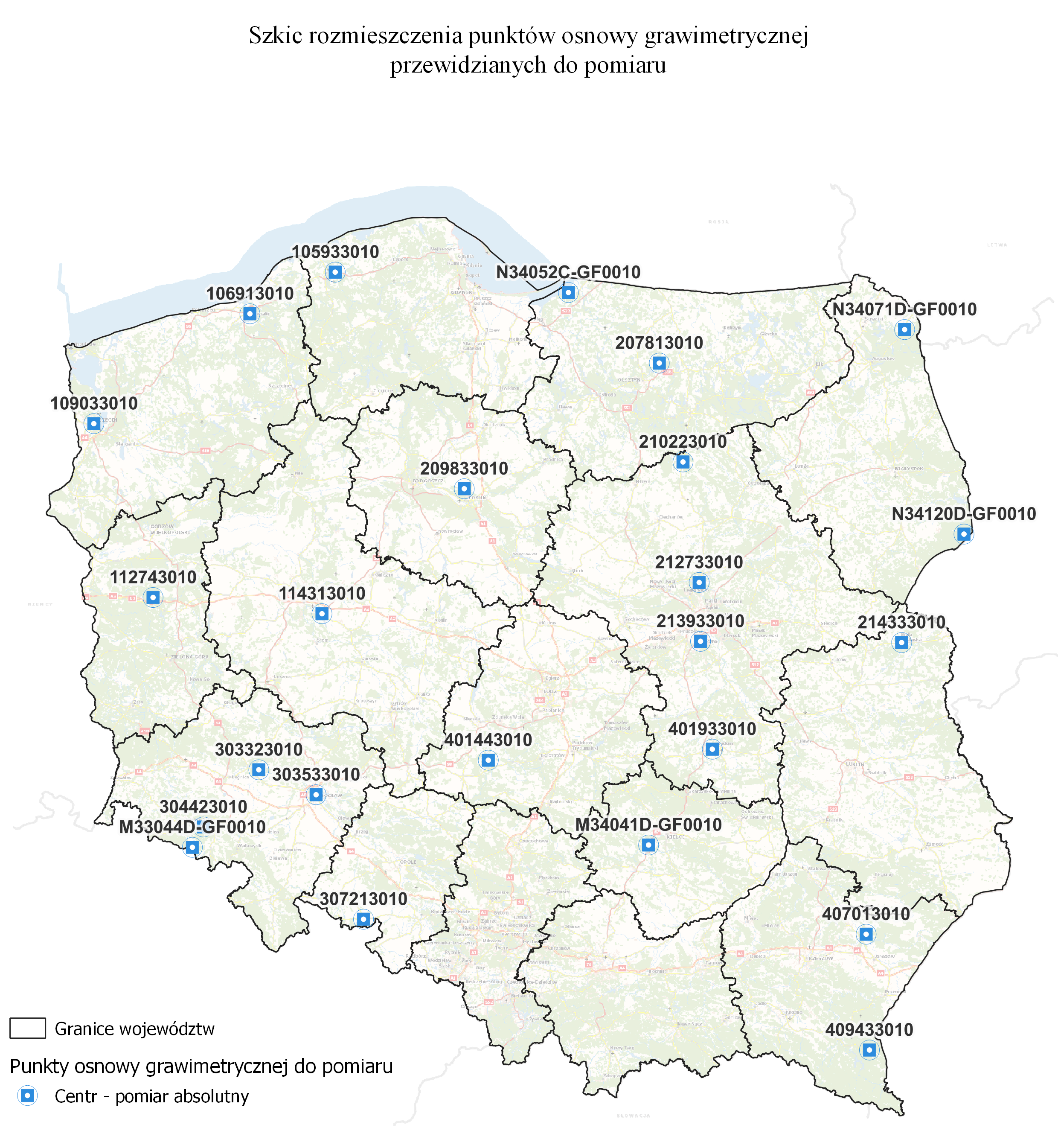 Ilustracja przedstawia mapę Polski z rozmieszczeniem punktów przewidzianych do opracowania w ramach podpisanej umowy.