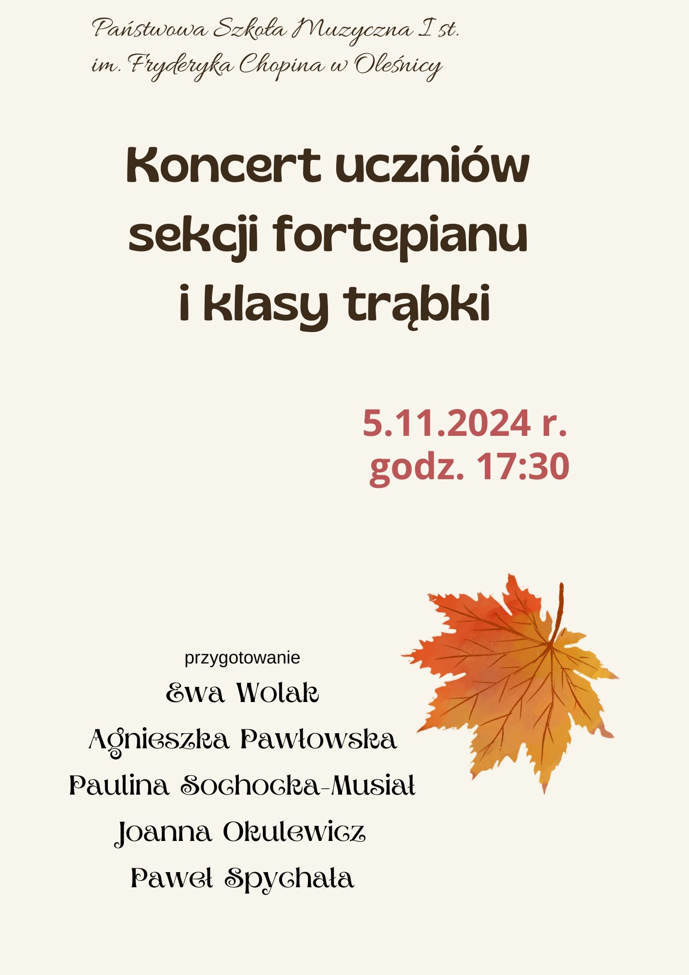 koncert uczniów sekcji fort