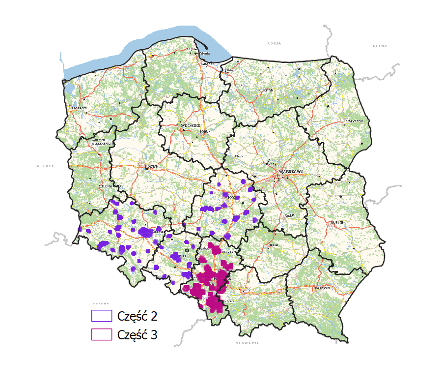 przedstawia zasięg przestrzenny opracowanych umów