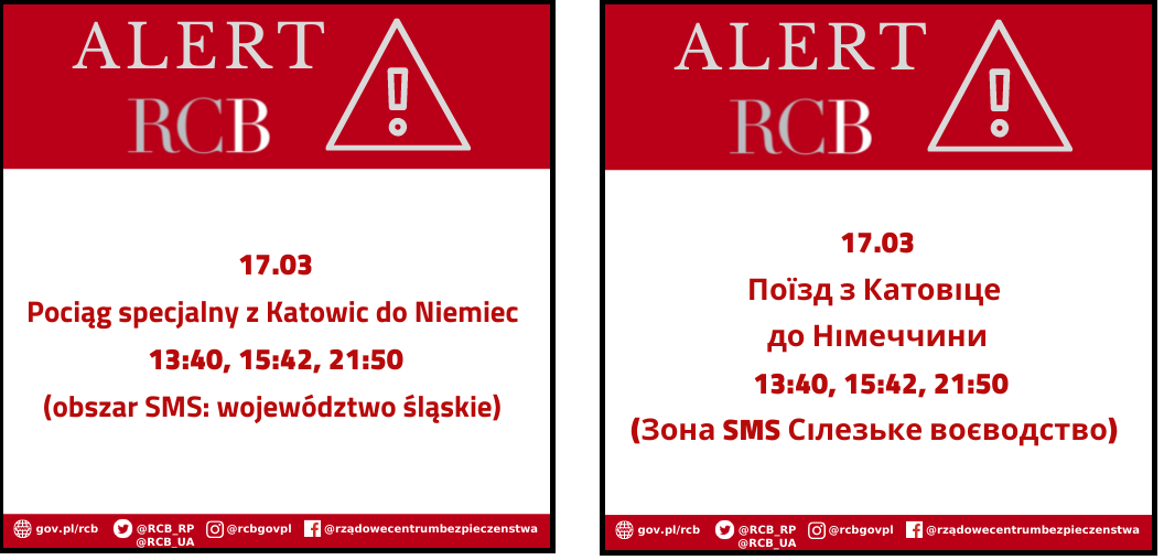 Alert RCB – 17 marca, województwo śląskie