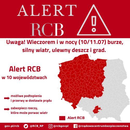 Alert RCB – 10 lipca burze. Aktualizacja