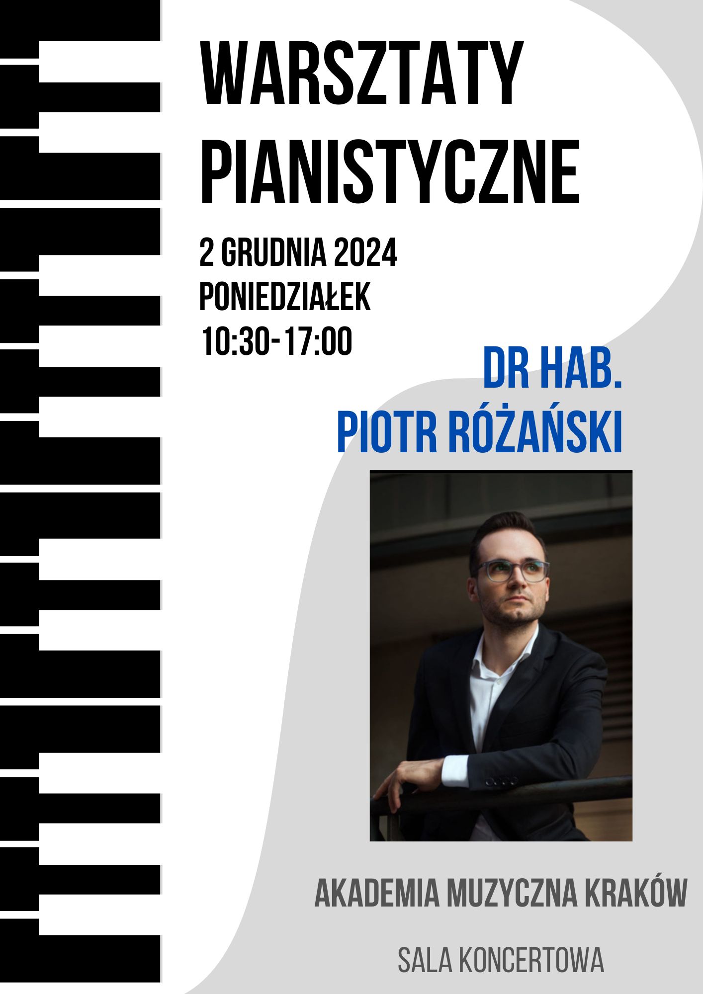 Warsztaty pianistyczne dr hab. Piotr Różański 02.12.2024