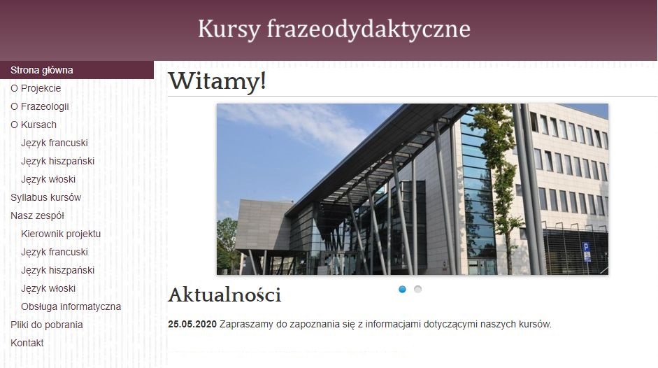 Project website: www.kursyfrazeo.us.edu.pl