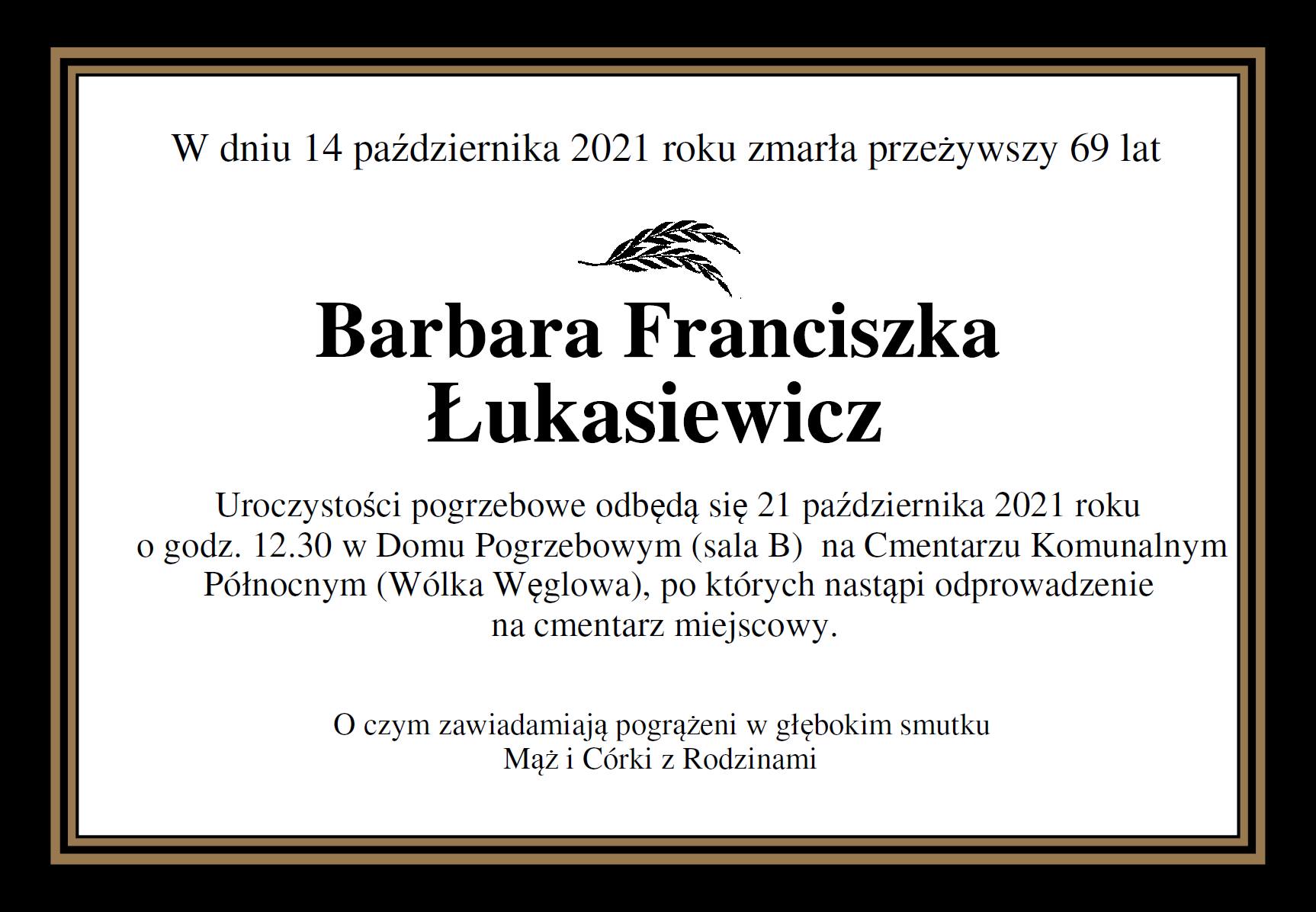 ś.p. Barbara Łukasiewicz