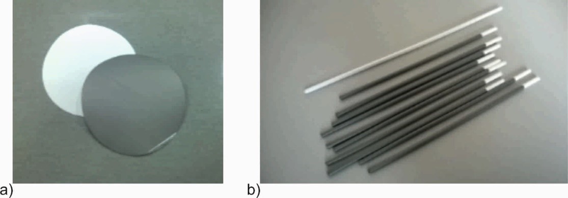 Fig.2 Filter membranes coated with PVD functional coatings a)flat, b)capillary.