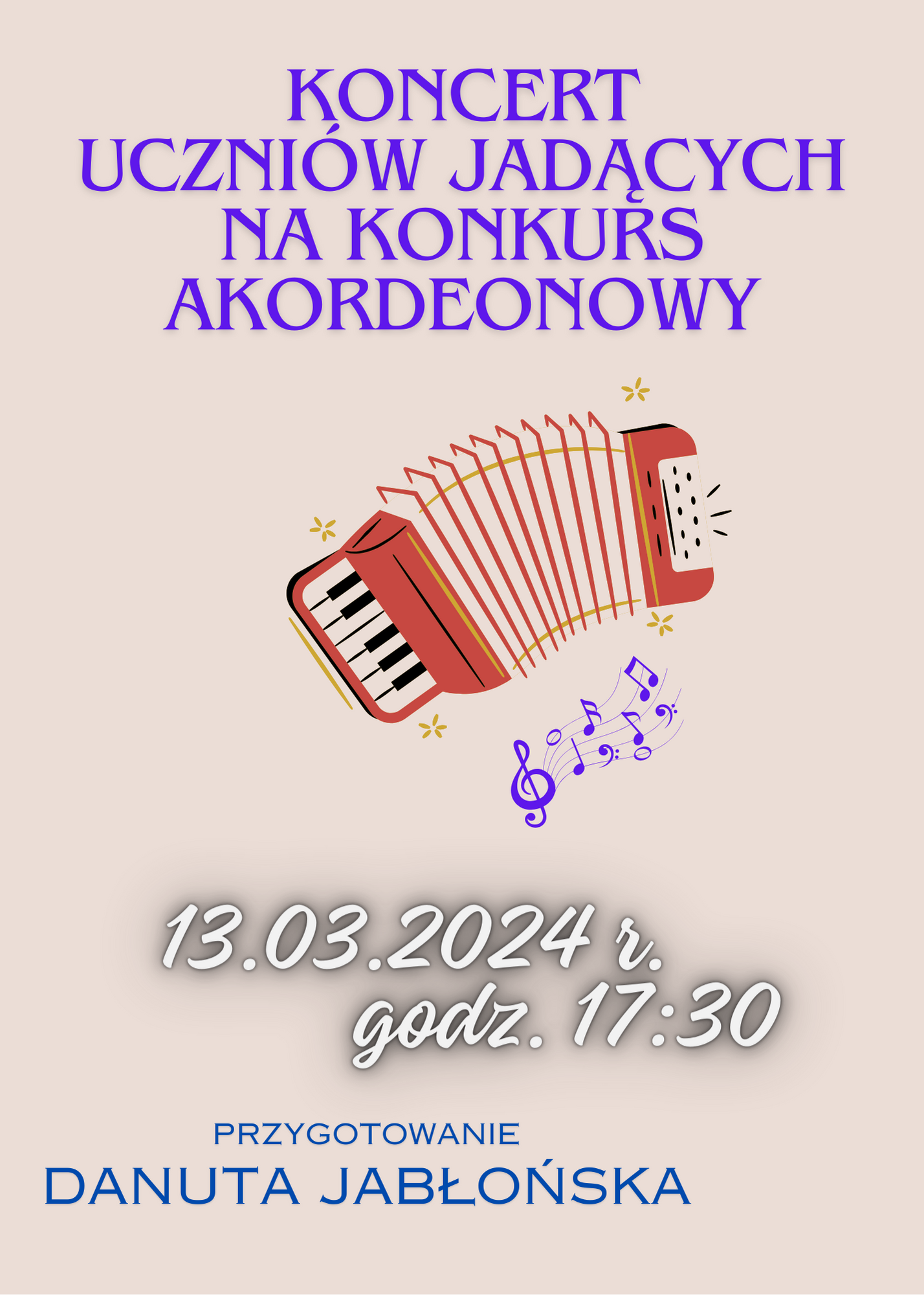 koncert uczniów jadących na konkurs akordeonowy