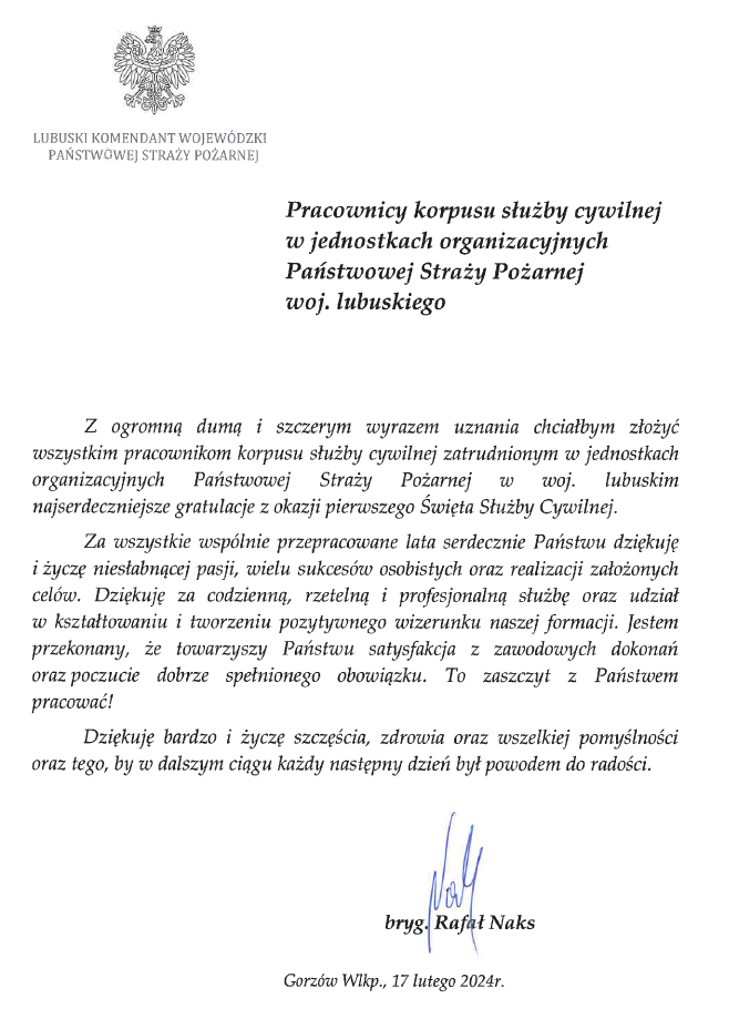 Życzeniadla pracowników słuzby cywilnej