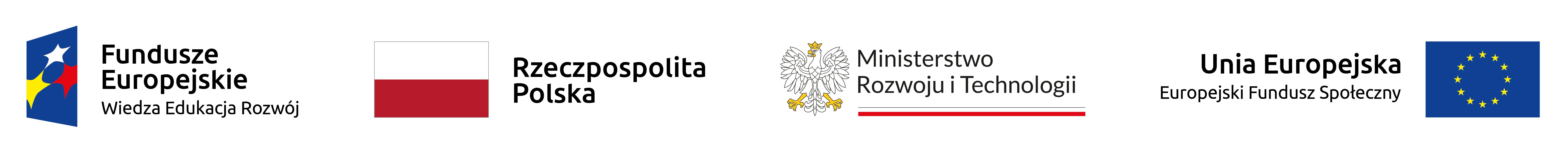 logo Funduszy Europejskich wiedza edukacja rozwój, flaga polski Rzeczpospolita Polska, logo MRiT, flaga UE