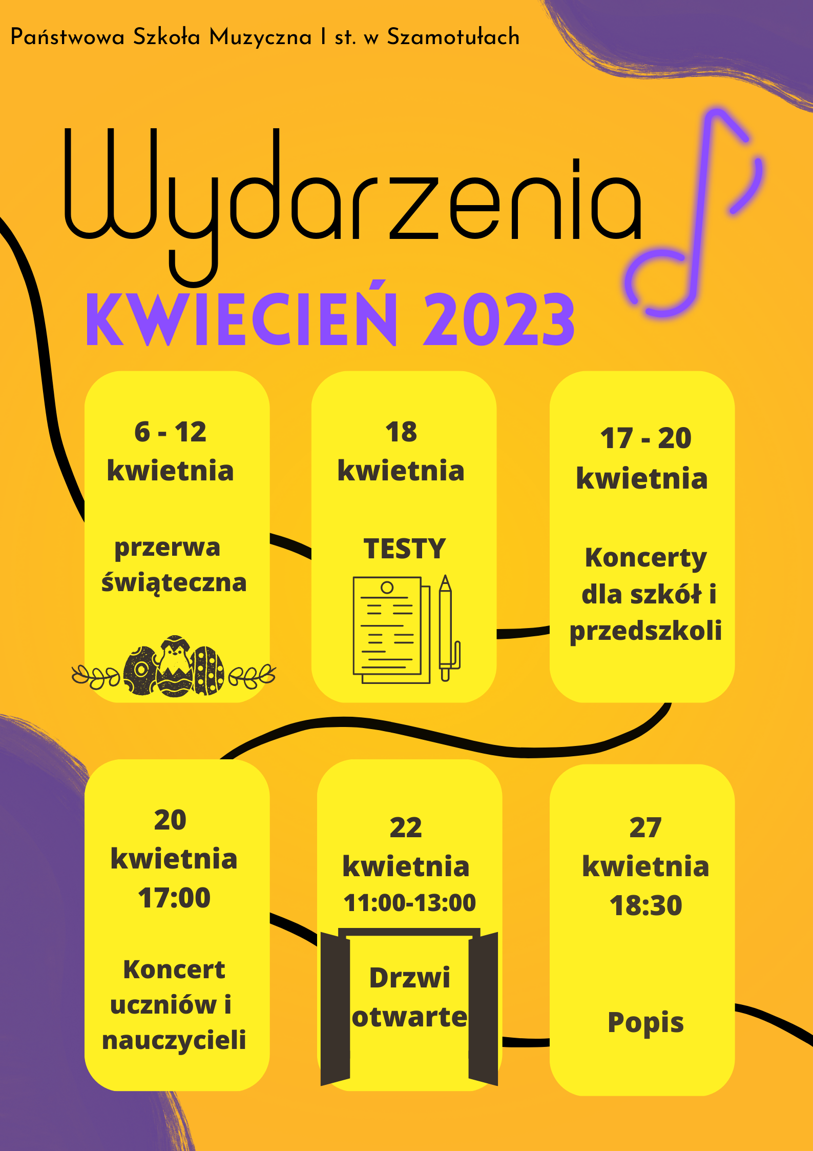 Wydarzenia które odbędą się w kwietniu w szkole