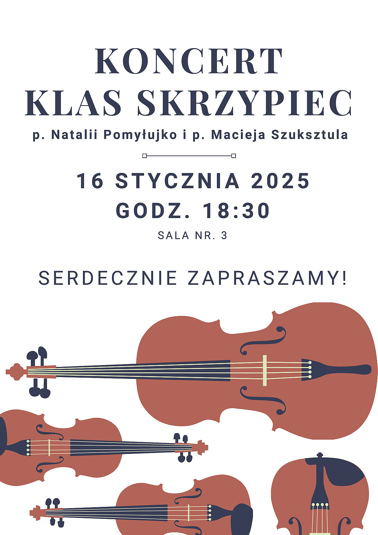 Plakat koncert klas skrzypiec