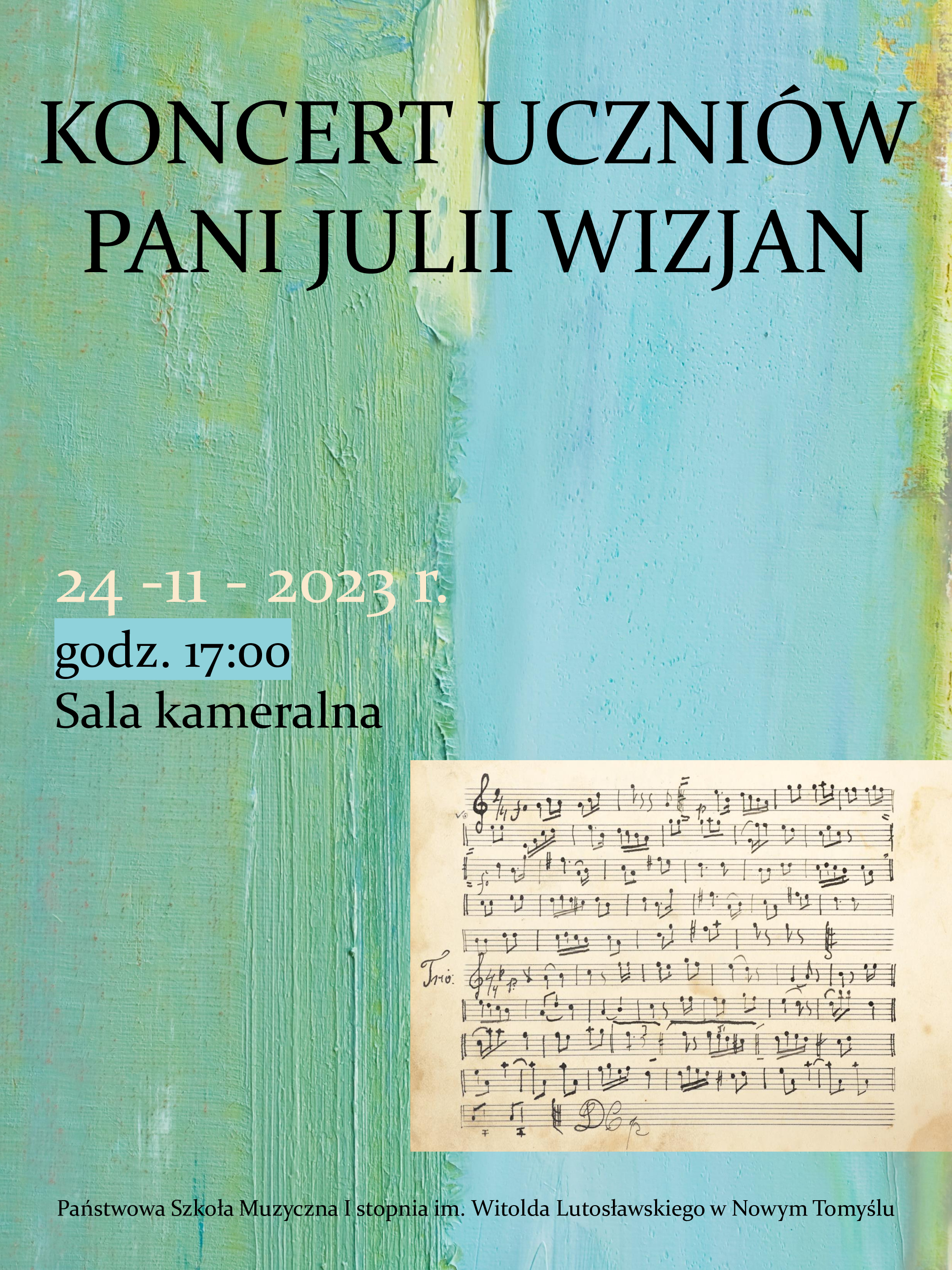 Plakat - Koncert uczniów p. Julii Wizjan