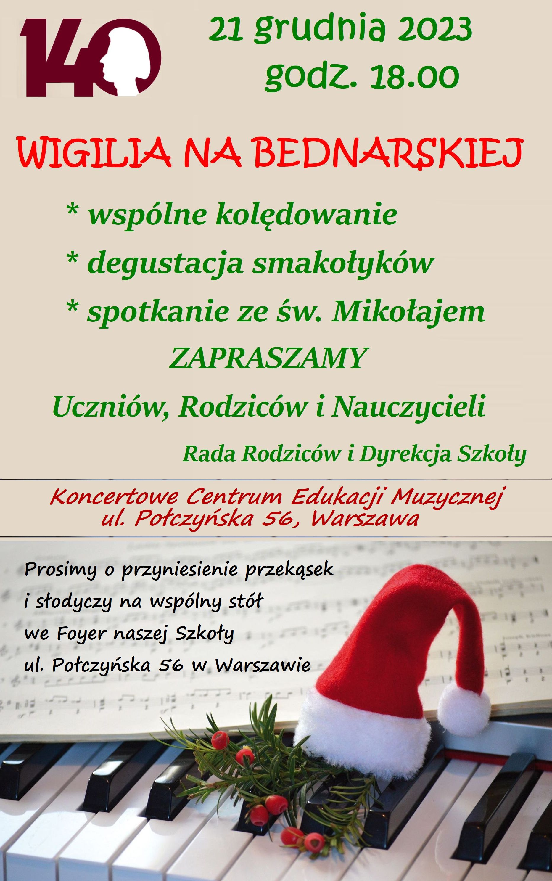 Afisz - Wigilia Bednarskiej - 21.12.2023 r.