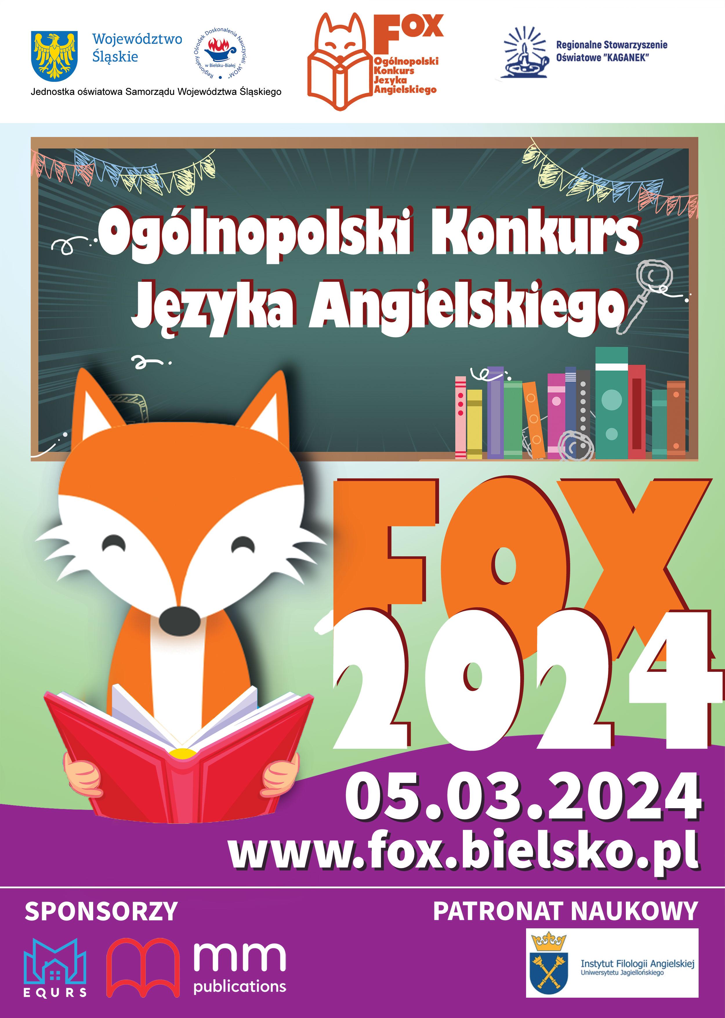Plakat - Ogólnopolski Konkurs Języka Angielskiego FOX 2024