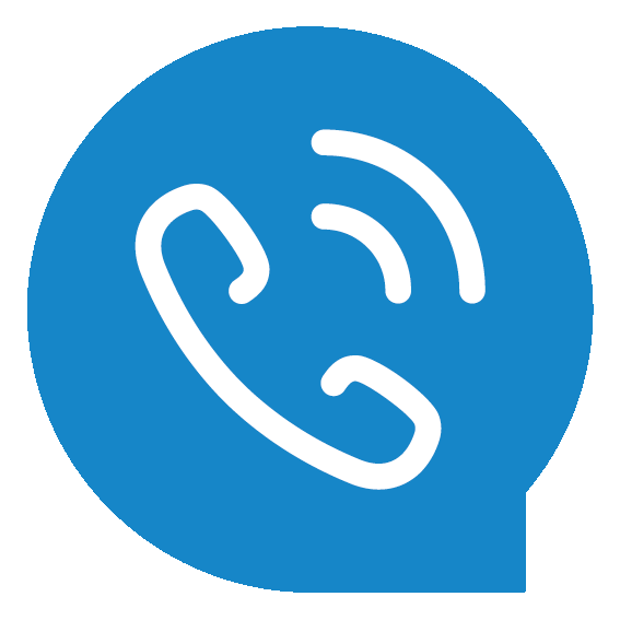 white phone icon on blue background