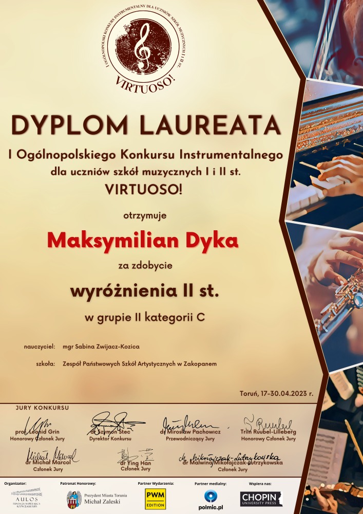 Dyplom Maks Dyka
