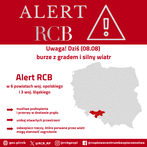 Alert RCB 8 sierpnia.