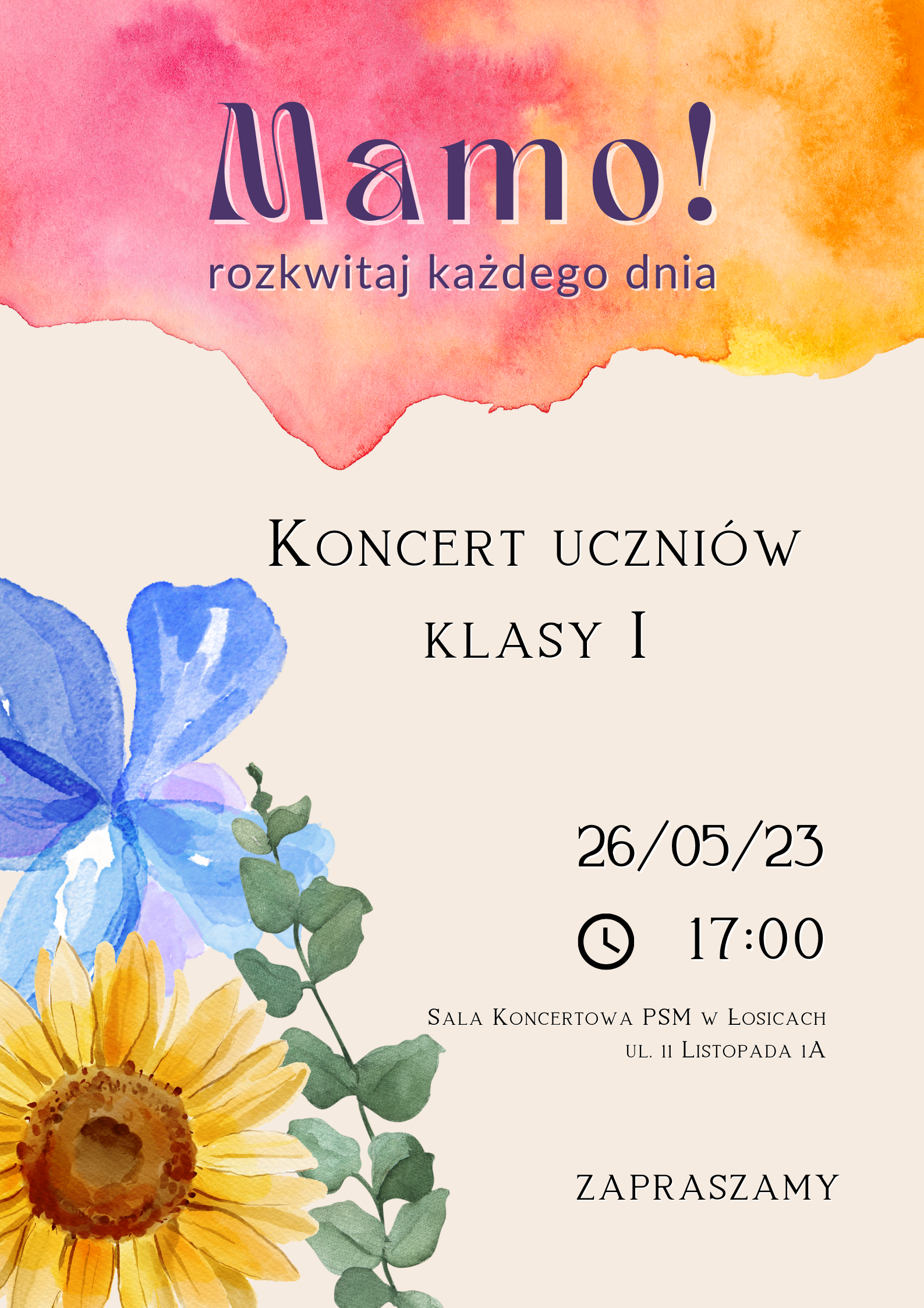 Koncert klas I z okazji Dnia Mamy