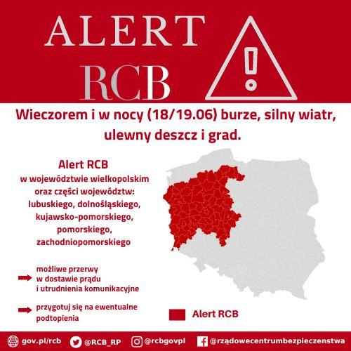 Alert RCB - burze 18-19 czerwca