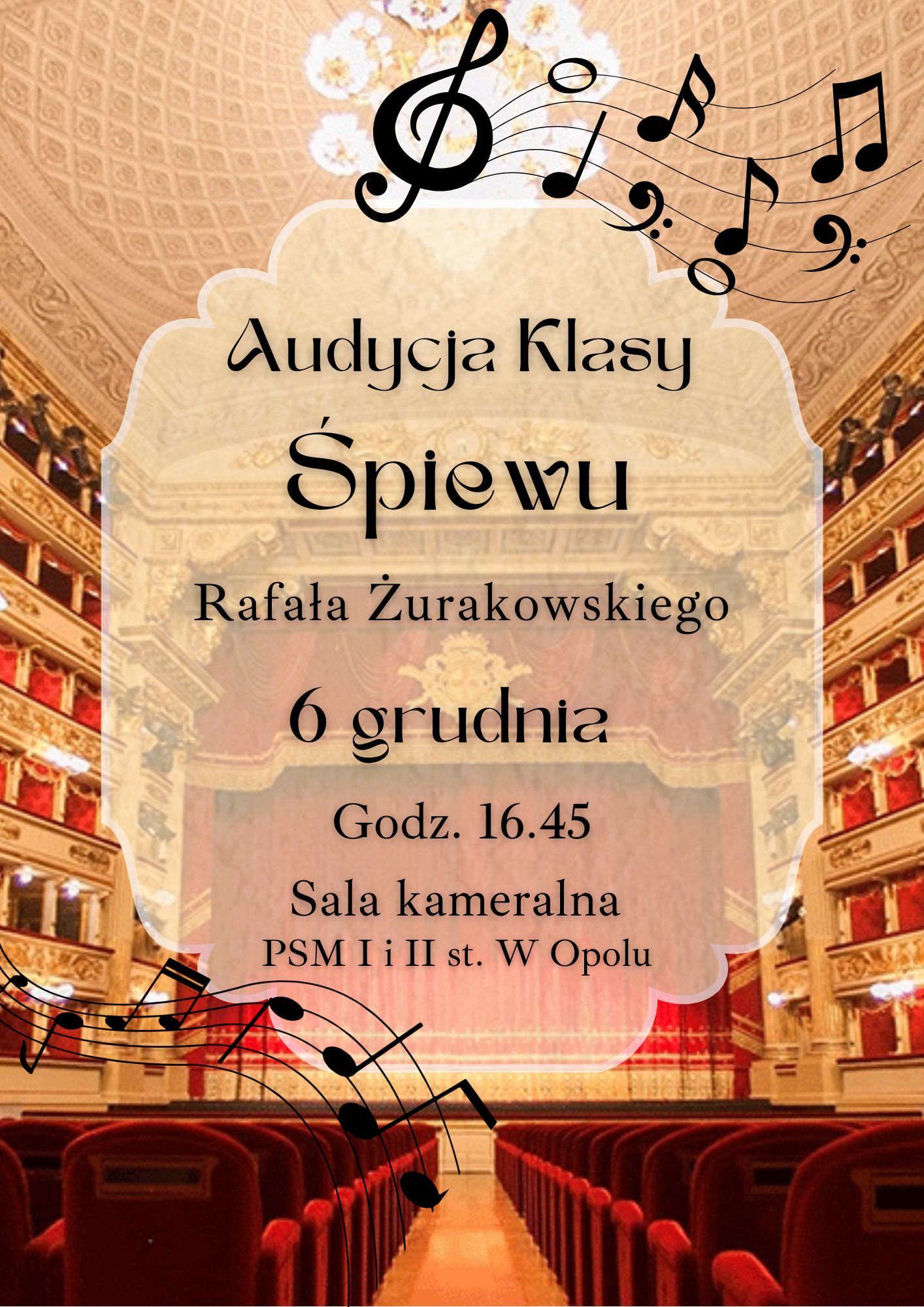 Plakat audycji klasy śpiewu