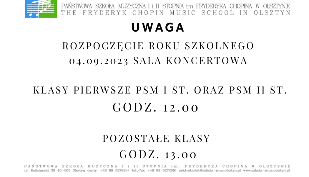 Rozpoczęcie roku szkolneeo 2023/2024