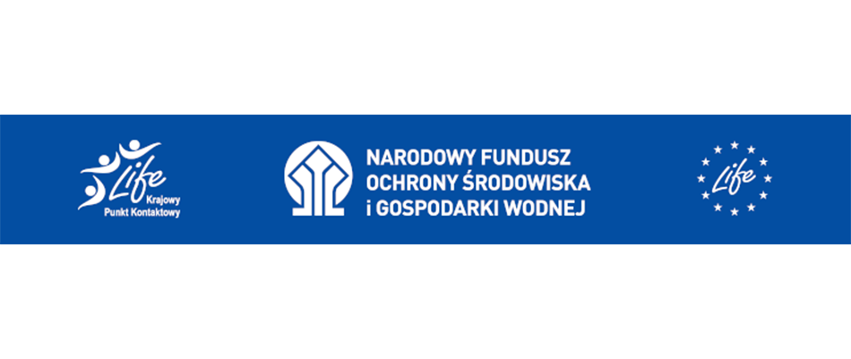 Ciąg znaków, logotyp od lewej LIFE Krajowy Punkt Kontaktowy, NFOŚiGW, LIFE