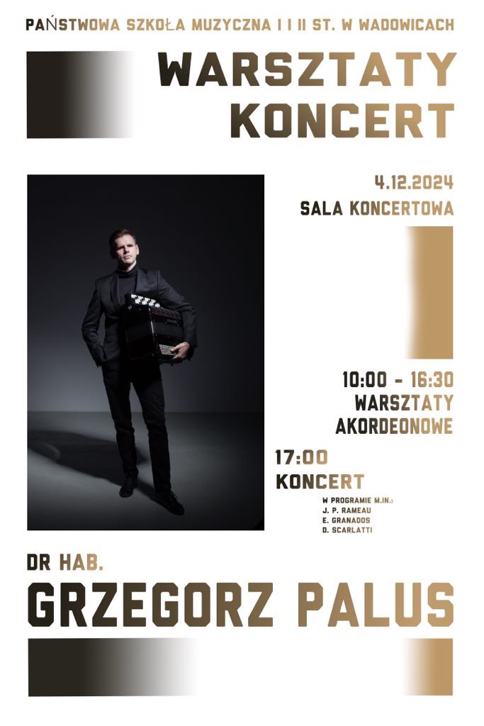 Warsztaty i koncert akordeonowy Grzegorz Palus 04.12.2024