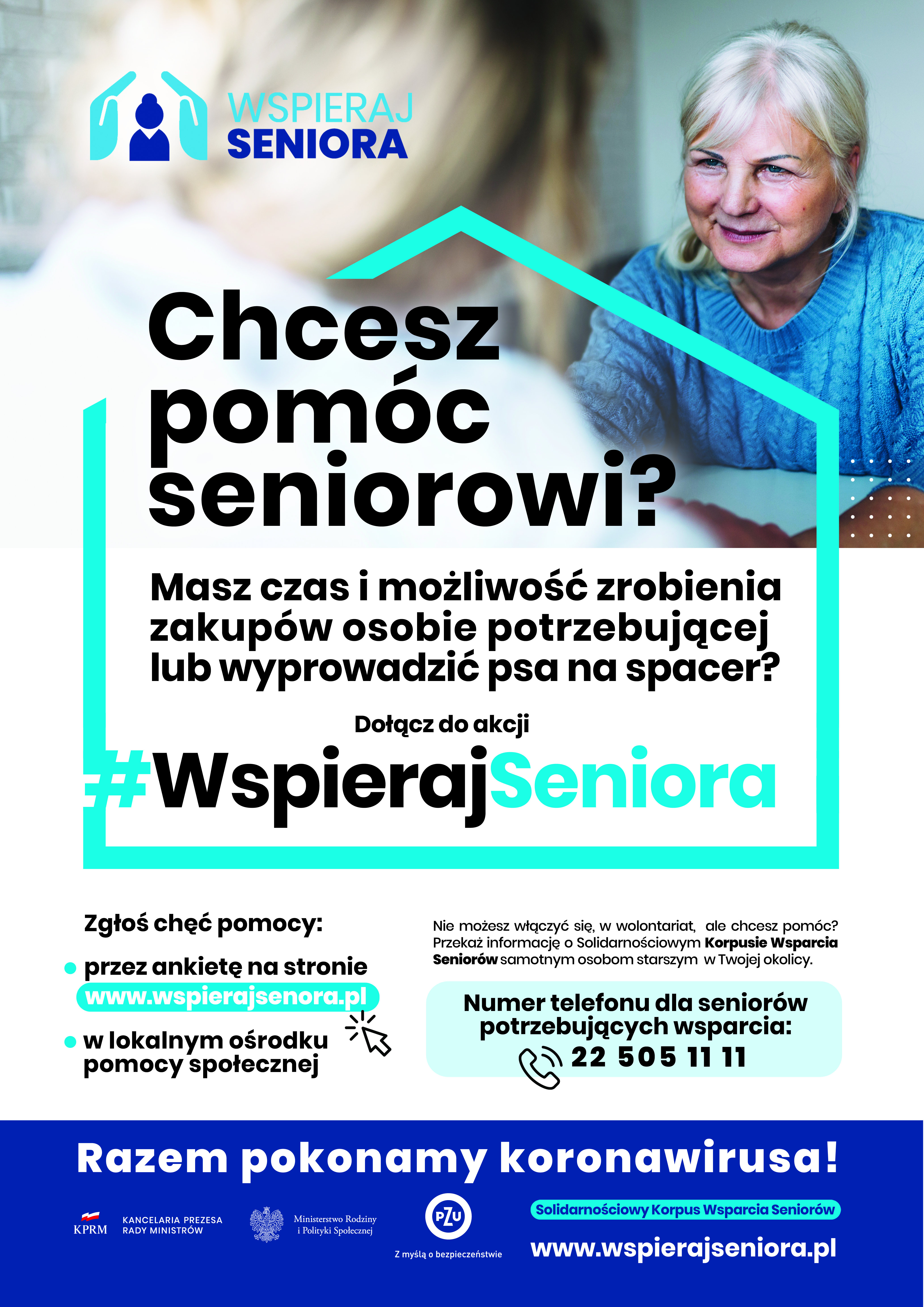 Wspieraj seniora - plakat dla Wolontariuszy