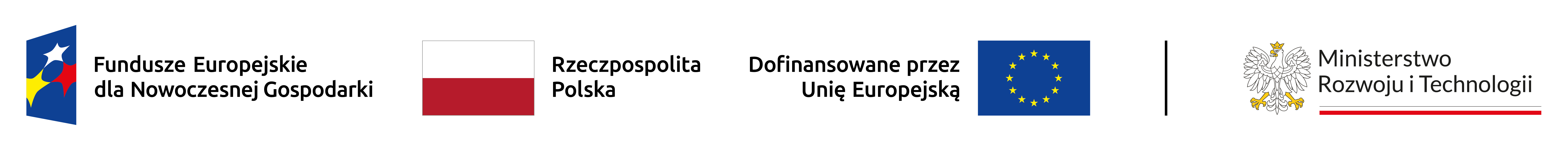 Belka z 4 logotypami: Fundusze Europejskie dla Nowoczesnej Gospodarki, Rzeczpospolita Polska, Unia Europejska, Ministerstwo Rozwoju i Technologii