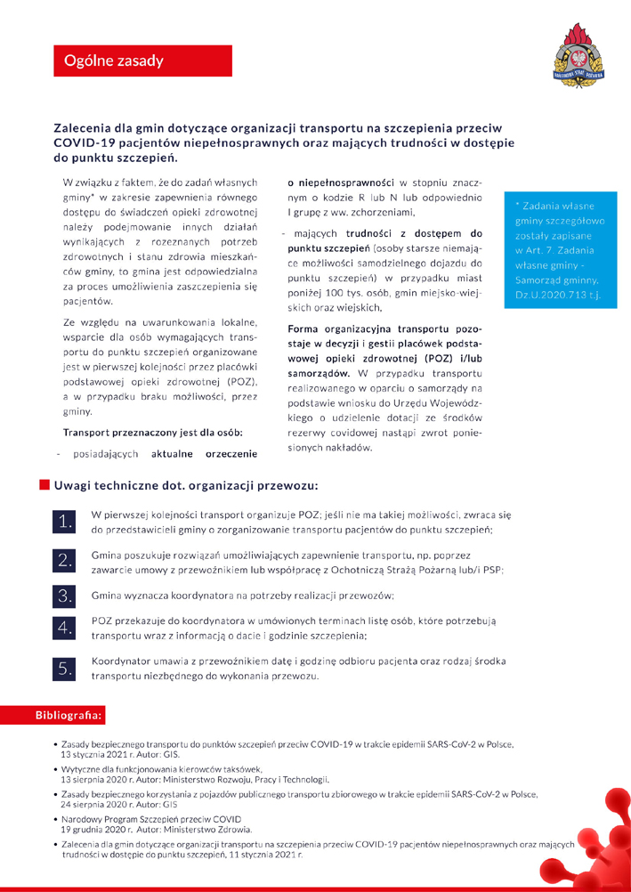 Ulotka wytyczne dla PSP i OSP w zakresie transportu pacjentów do punktów szczepień jak i personelu medycznego do pacjentów - strona 4