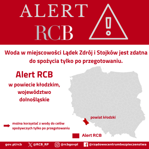 Alert RCB woda zdatna do picia.