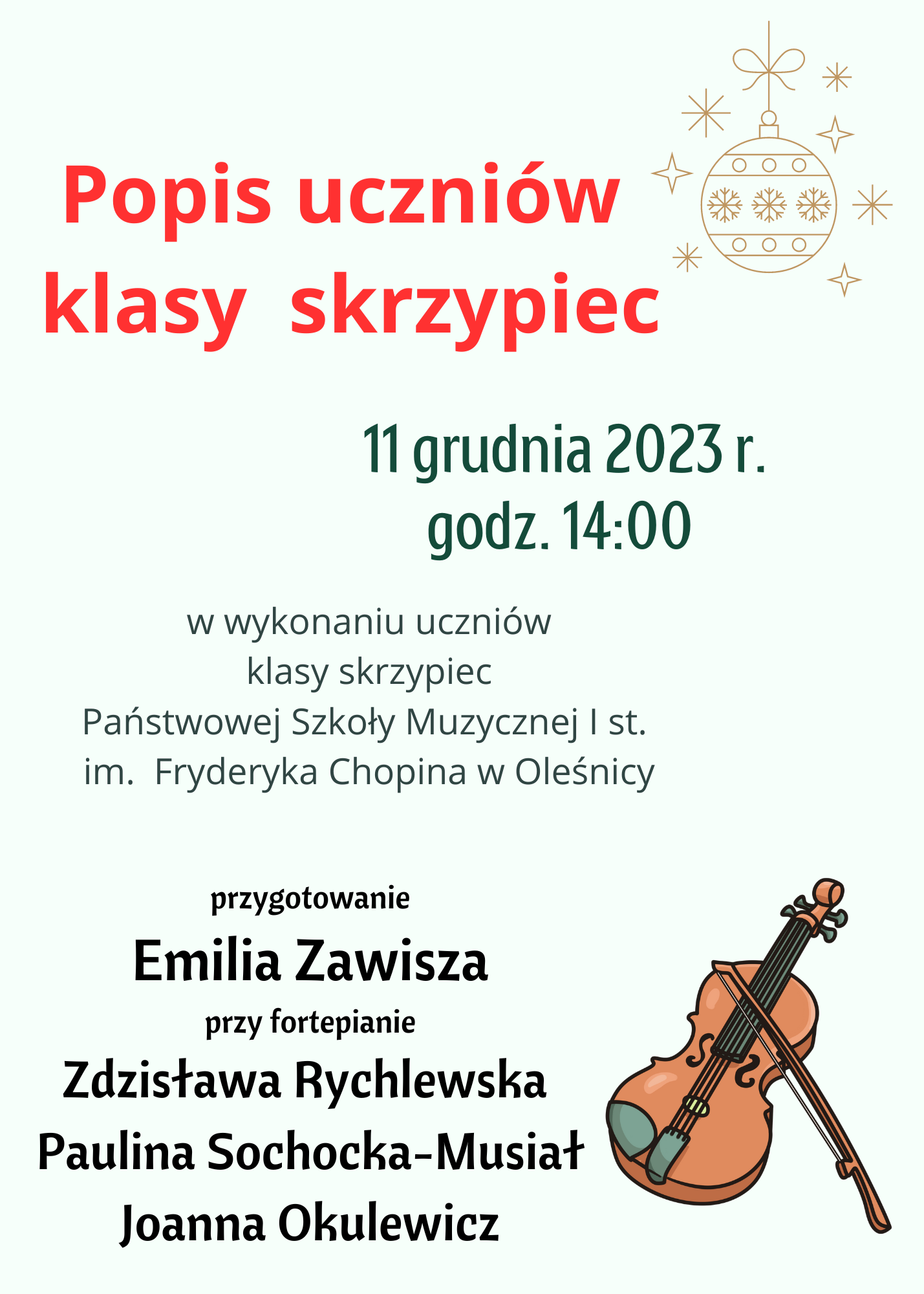 popis uczniów klasy skrzypiec