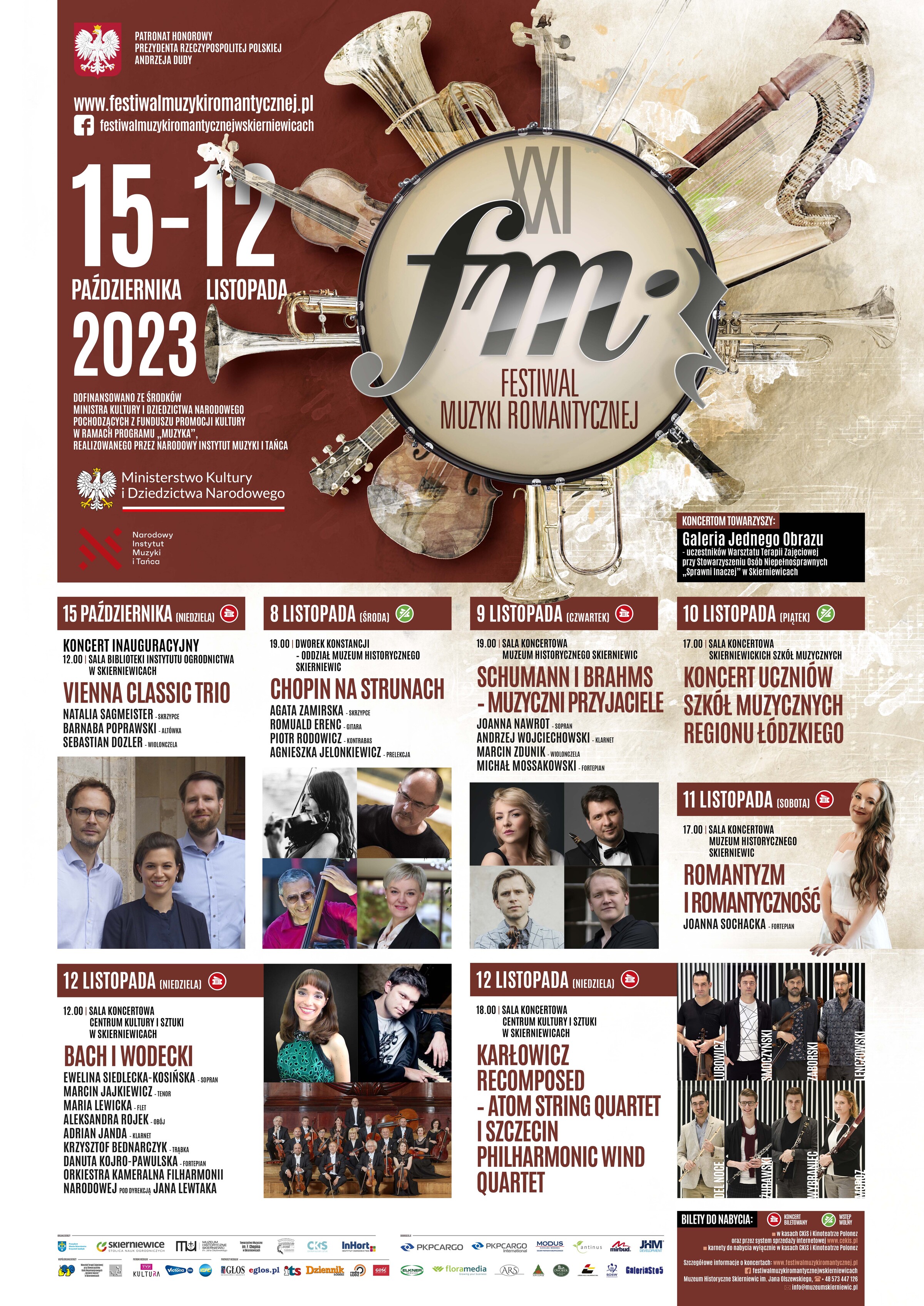 Plakat XXI Festiwal Muzyki Romantycznej w Skierniewicach