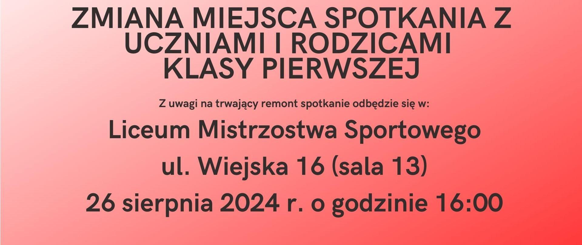 ZMIANA MIEJSCA SPOTKANIA