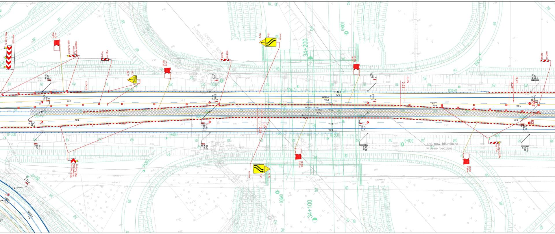 Mapa przedstawiająca fragment projektu czasowej organizacji ruchu na drodze S8 w związku z budową węzła Białystok Zachód