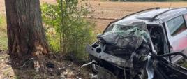 Tragiczny wypadek samochodu osobowego marki SKODA Yeti na drodze powiatowej nr 1874 na wysokości miejscowości Bąblin