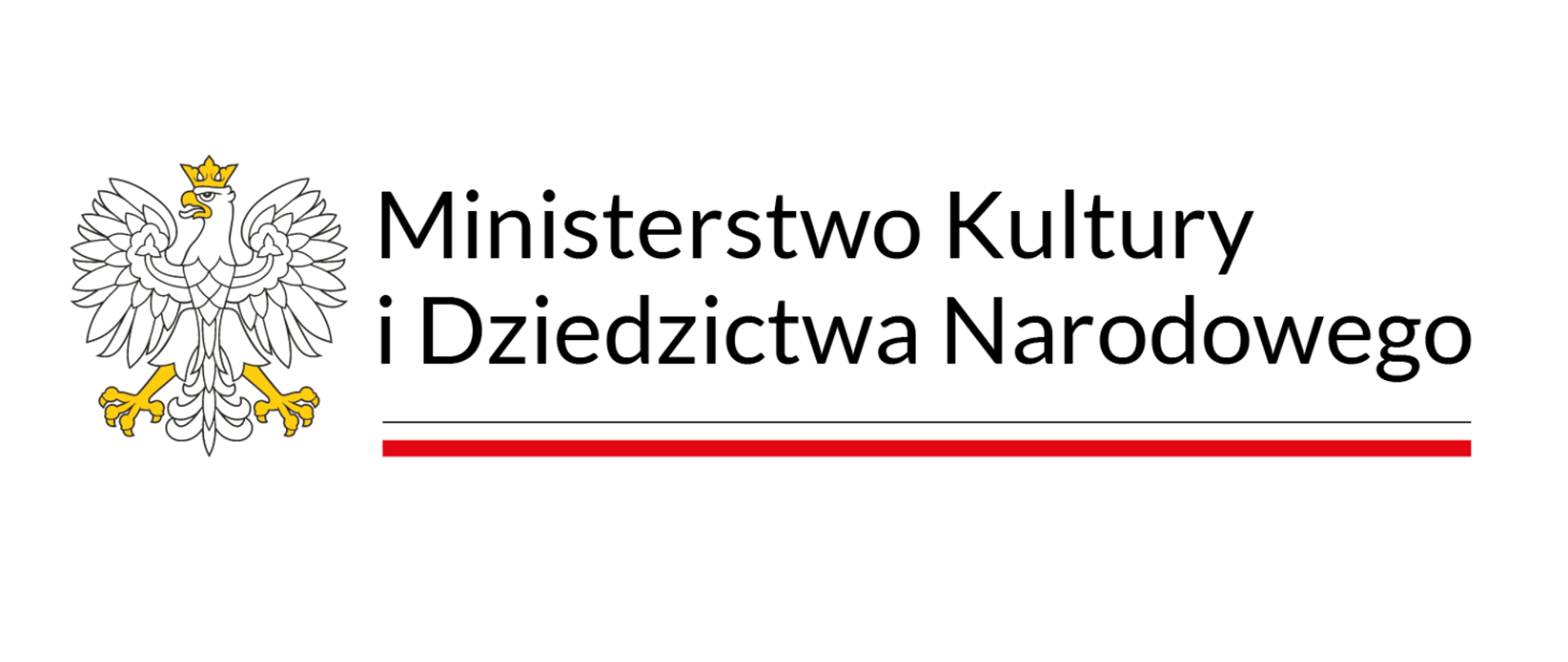 Logo Ministerstwa Kultury i Dziedzictwa Narodowego z wizerunkiem orła ustalonego dla godła Rzeczypospolitej Polskiej oraz barw Rzeczypospolitej Polskiej. W znaku zawarta jest również nazwa Ministerstwa Kultury i Dziedzictwa Narodowego. 