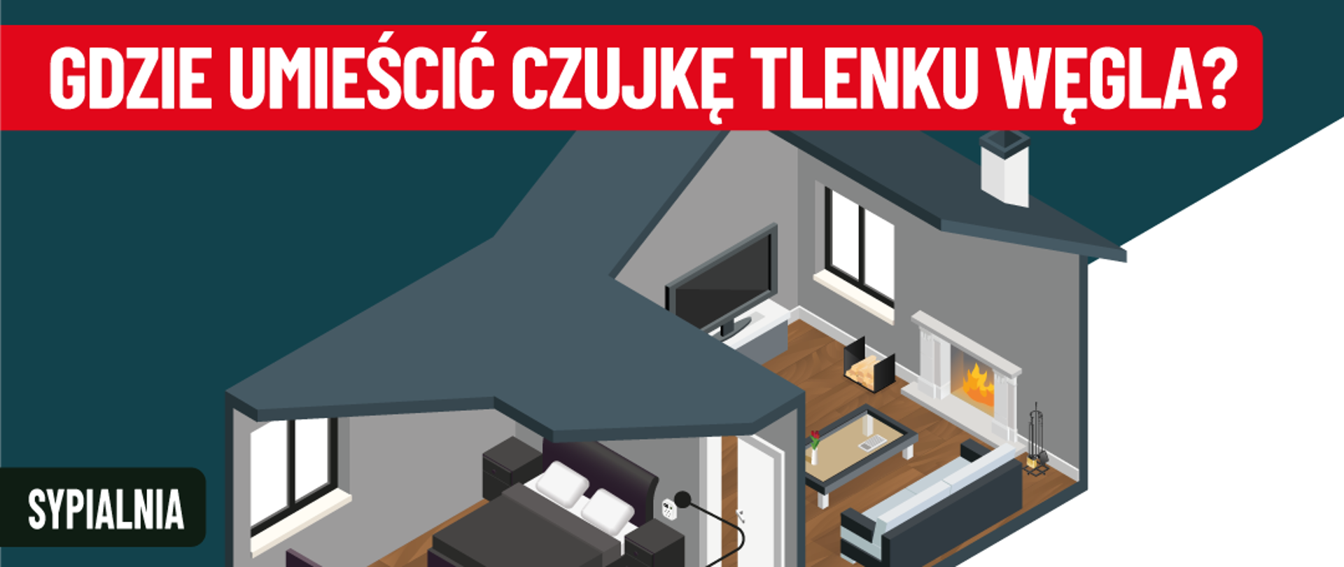 Gdzie umieścić czujkę tlenku węgla?
70-100 cm od podłogi,
