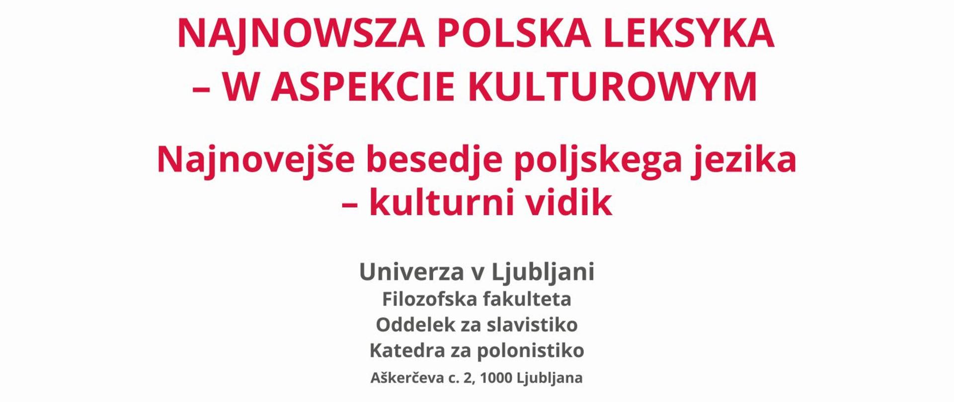 Najnovejše besedje poljskega jezika – kulturni vidik